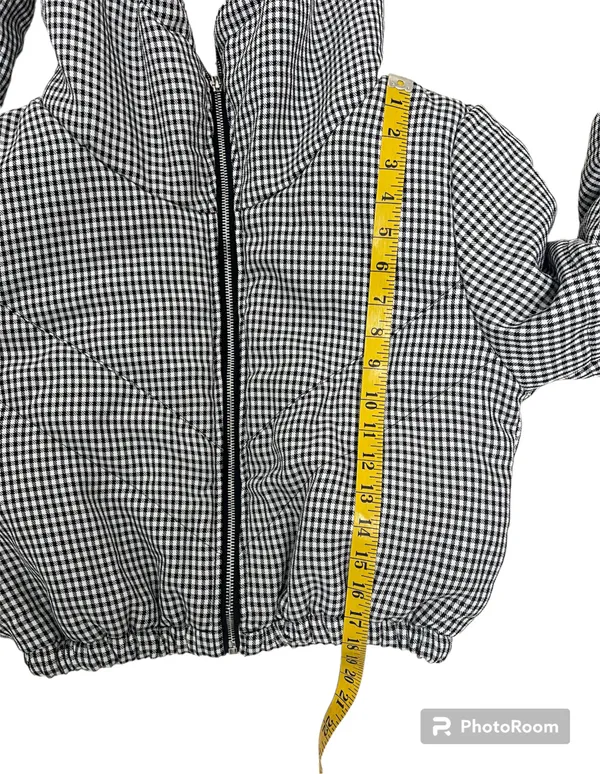 The Keir Puffer Jacket Black and White with Hood Size M/L - Image 8