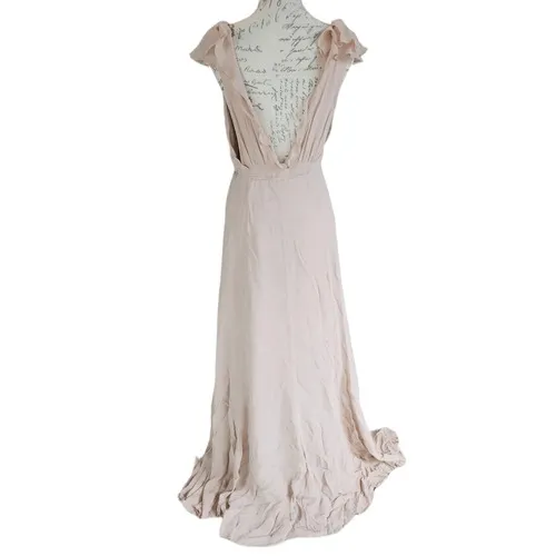 Reformation Peppermint Dress maxi gown Champagne‎ Blush Nude Ruffled Wrap Medium - Image 6