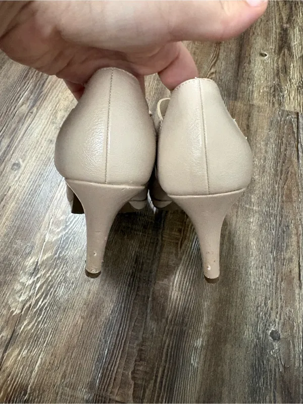 Life Stride Nude Soft System Taupe Peep Toe Heels 8.5 Preppy Formal Wedding - Image 5