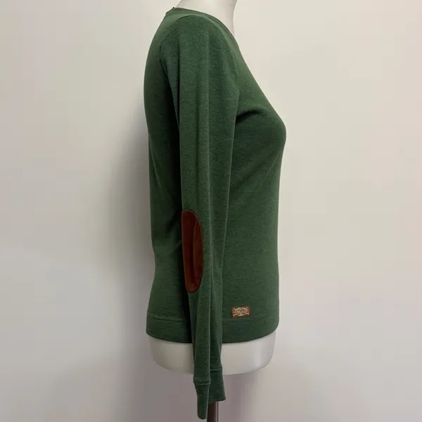 Lauren Jeans Co Ralph Lauren Top Small Green Elbow Patches Shoulder Zip Preppy - Image 4