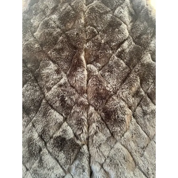 Talbots Womens Brown Diamond Quilted Faux Fur Vest Small‎ CN5086 Sleeveless Glam - Image 5