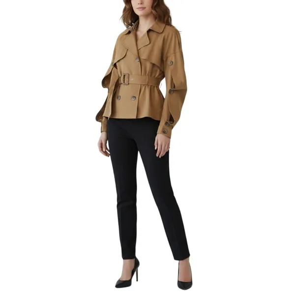 N12H Trench Jacket Sz XS Tan Button Up Sleeve Boho City Chick Rare Preppy NWOT - Image 2