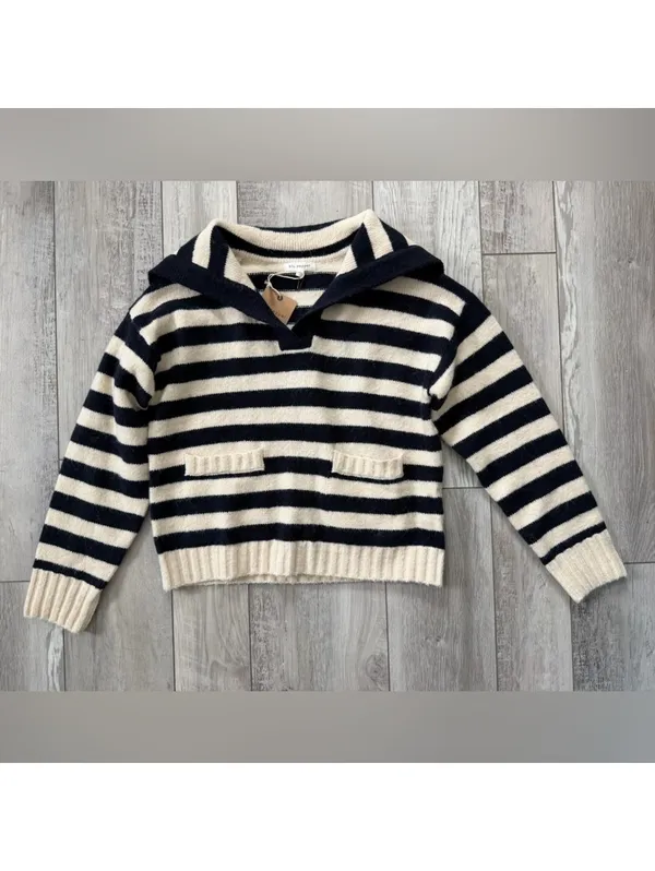 Blu Pepper Preppy Nautical Old Money Sailor Knit Stripe Fisherman Sweater medium - Image 2