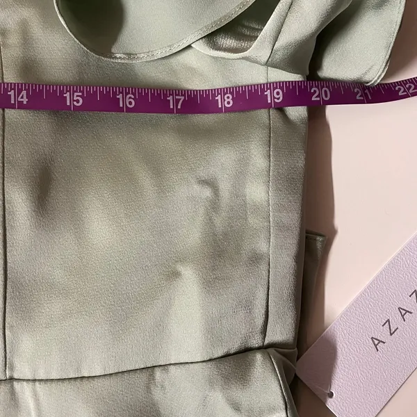 Azazie Dusty Sage A-Line Satin Maxi Dress NWT Size A16 - Image 11