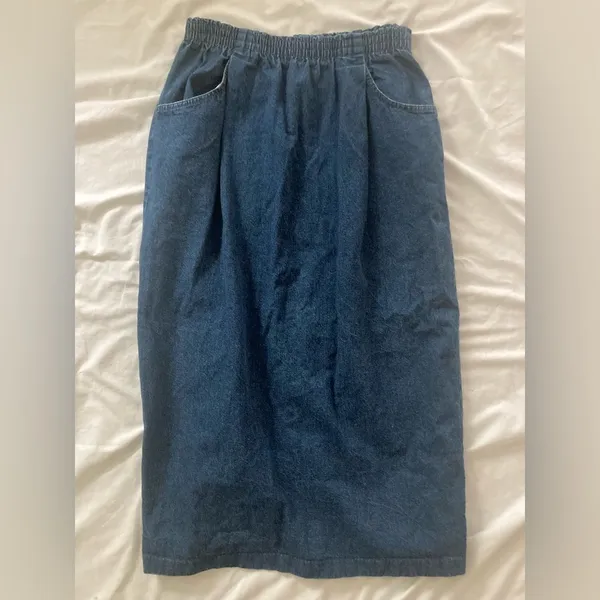 Vintage 1980s Levi's Deadstock Blue Denim Midi Skirt Size 14 Fits 10 - Image 3