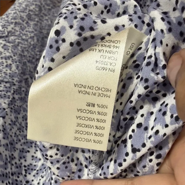 Maeve Anthropologie Womens Sz L Blue Floral Polka Dot V Neck Sleeveless Blouse - Image 7