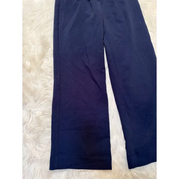 Abercrombie & Fitch Womens Sz 27/4 High Rise Pleated Wide Leg Trousers Navy Blue - Image 4