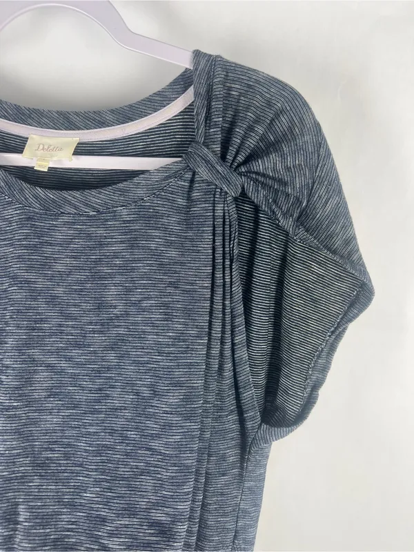 Anthropologie Heathered Blue Knot-Shoulder Short‎ Sleeve Tee - Image 5