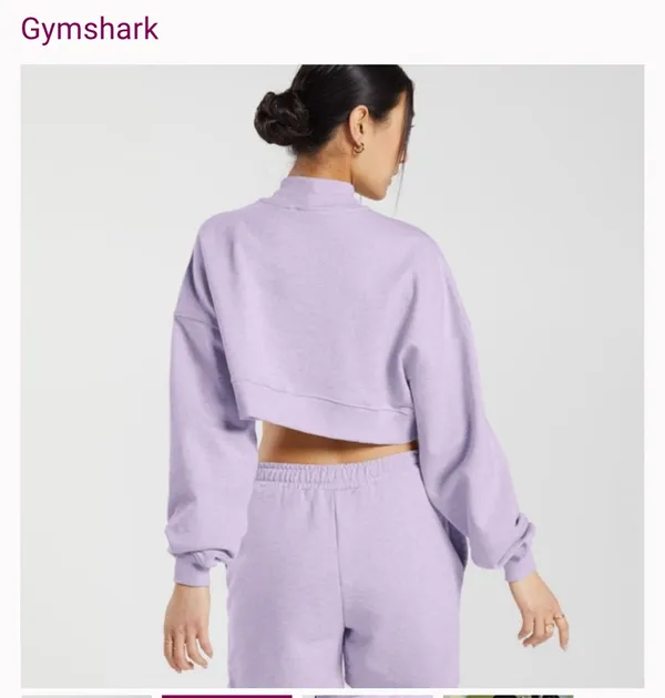 Gymshark Cropped Sweatshirt Purple - Image 3