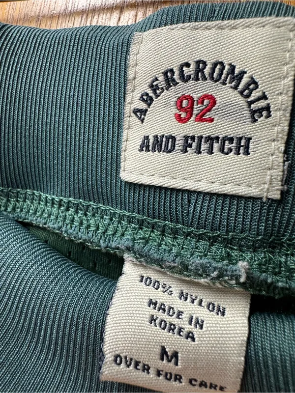 Abercrombie & Fitch A&F Vintage 2000s 90s Y2K Nylon Track Pants Green Medium - Image 6