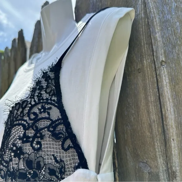 NWT Anthropologie Maeve Lace T-Shirt Dress Black White XS - Image 6