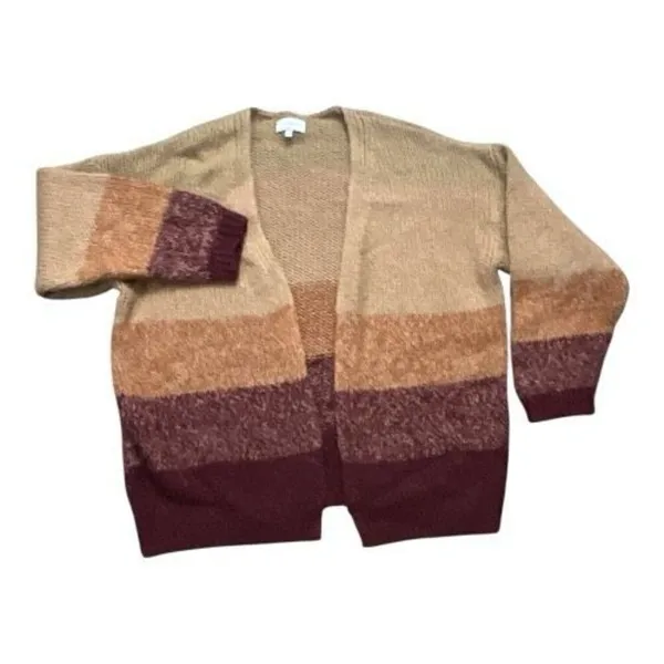 Lucky Brand Brown Ombre Dye Oversize Open Cardigan In Rust Wool Blend Size M - Image 2