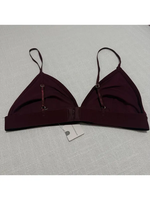 Anthropologie Burgundy Plum Velvet Triangle Spaghetti Strap Unlined Bralette NWT - Image 2