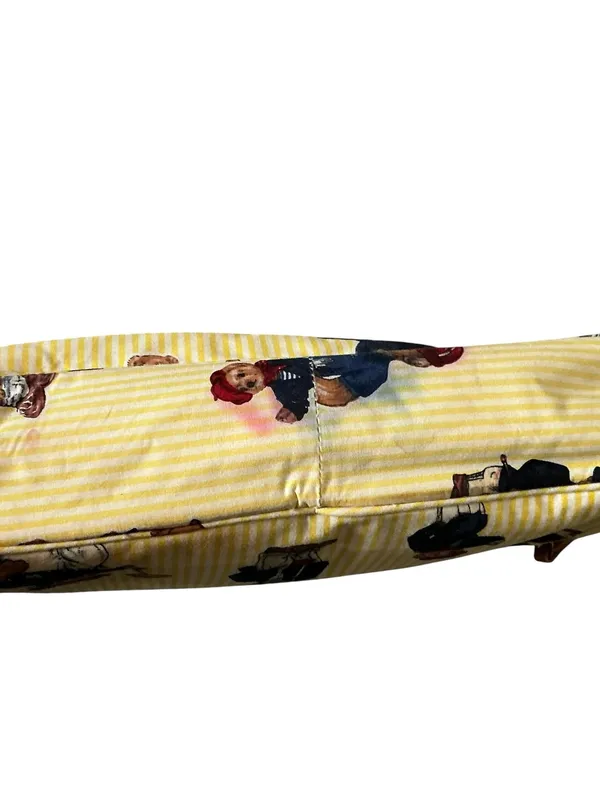 Vintage Ralph Lauren Polo Bear cosmetic travel bag yellow white pinstriped - Image 3