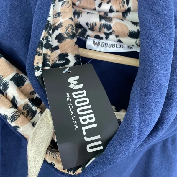 Doublju Womens Sweatshirt Size 3X NWT Navy Blue Cowl Neck Oversized Lounge Comfy - Image 6