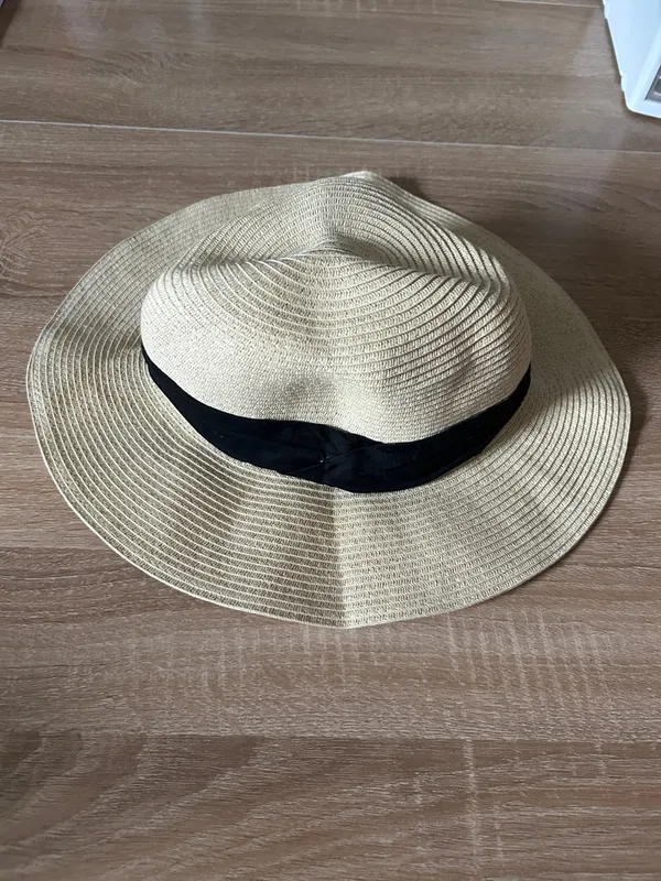 Cost Plus World Market Wide-Brim Straw Sun Hat with Black Band - Image 2