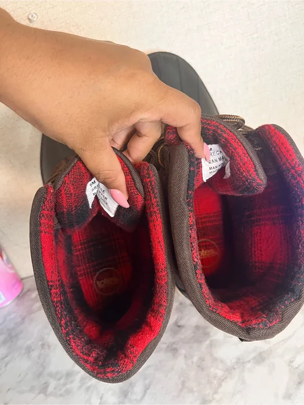 totes Black and Red Plaid Boot Lining Brown Size 9 - Image 6