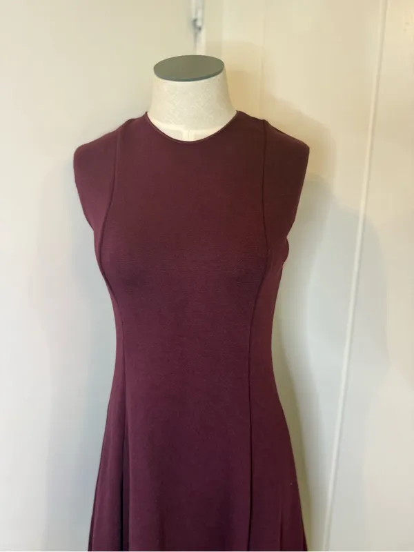 Zara Sleeveless knit Fit & Flare Dress in Wine Sz S - Image 2