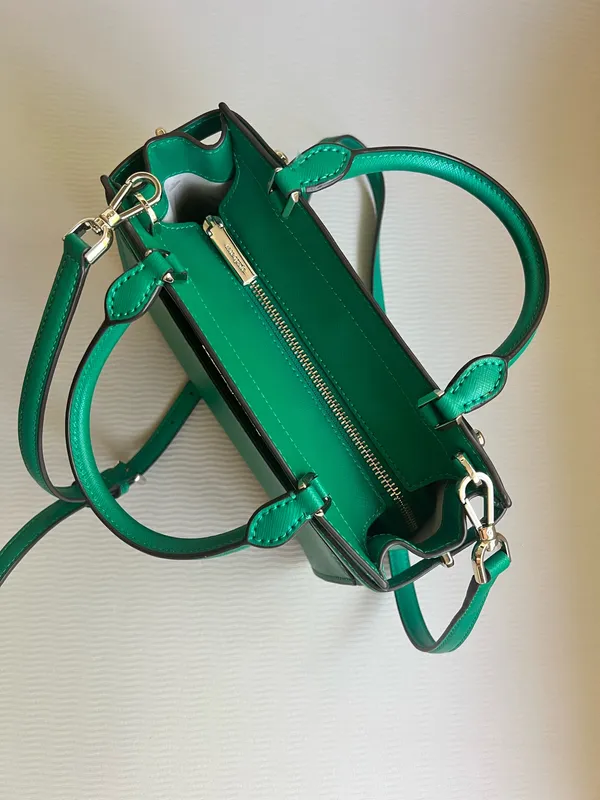 Kate Spade Staci Medium Satchel Green Saffiano Leather Crossbody Bag - Image 3