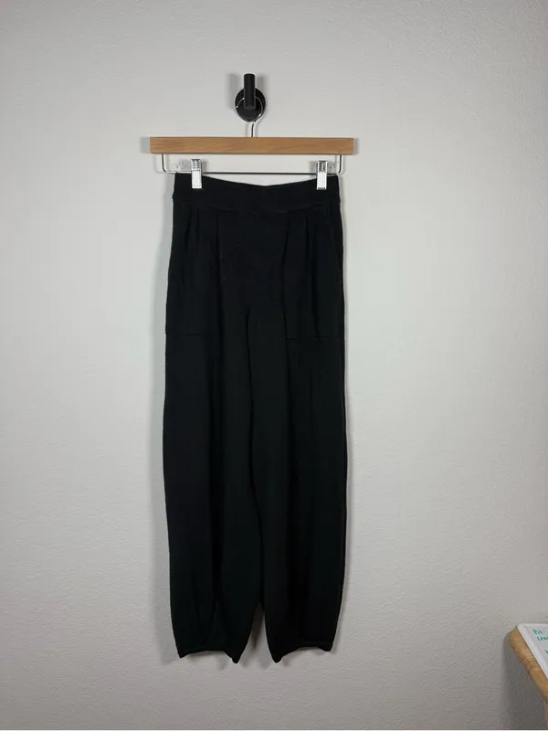 FP Beach Free People Freya Sweater Pants Black Linen Blend Balloon Joggers XS - Image 3