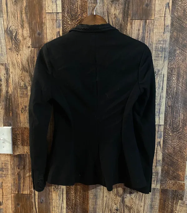 Polo Vintage  Ralph Lauren Beaded Scroll Pattern Black Wool Blazer US 4 - Image 3