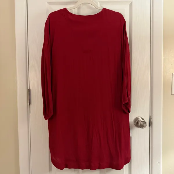 Madewell Red Du Jour Long Sleeve Tunic Shirt Dress Small - Image 4