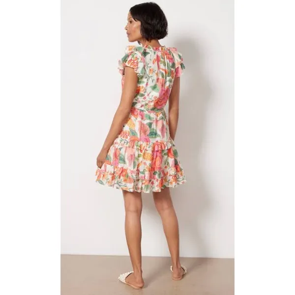 Farm‎ Rio Macaw Bloom Off-White Tropical Floral Cotton Mini Dress XS - Image 14