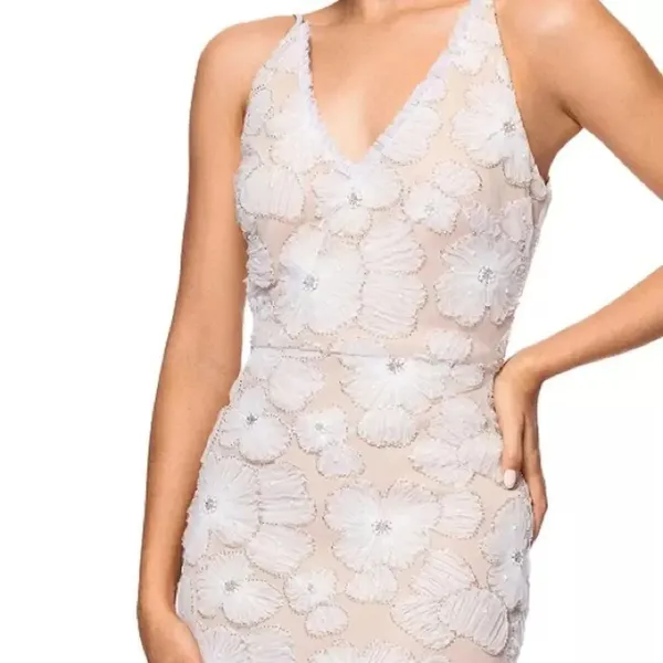 NWT Betsy & Adam Women's Embellished Floral Soutache Sleeveless Gown Dress White - Image 4