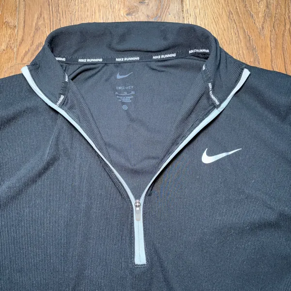Nike Running Dri-FIT Half Zip Pullover Black Ribbed Womens XL Workout Top - Image 7