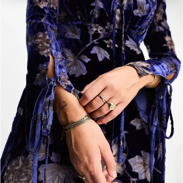 Just wow ASOS DESIGN velvet burn out maxi‎ dress in blue floral burnout - Image 2