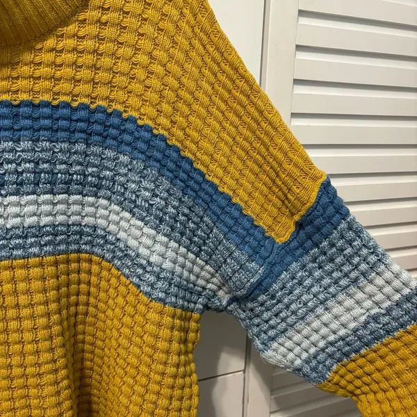 Urban Outfitters BDG Max Oversized Waffle Knit Sweater Yellow - Image 6