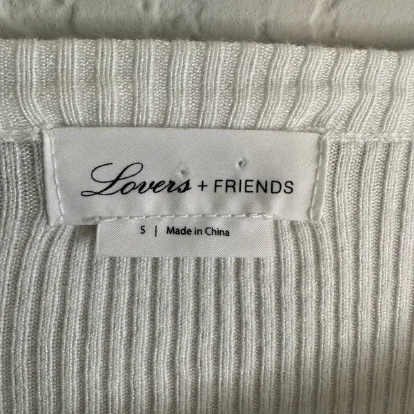 Revolve Lovers + Friends Waterloo White Knit Top Preppy Ruffle Long Sleeve Small - Image 4