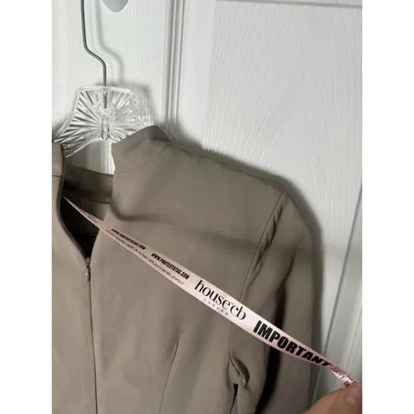 House of Cb Mahalia Taupe Long Sleeve Mini Dress S - Image 7