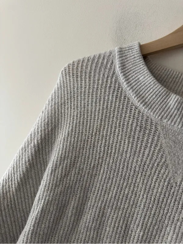 Aerie Gray Waffle Knit Oversized Sweater - Image 3