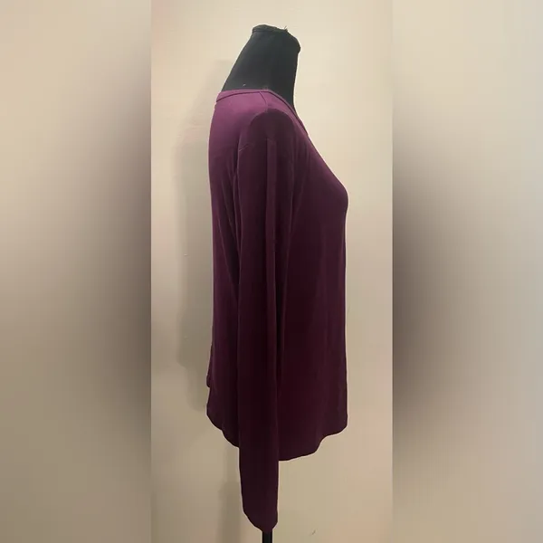 a new day- Burgundy Long Sleeve Blouse Size L - Image 3