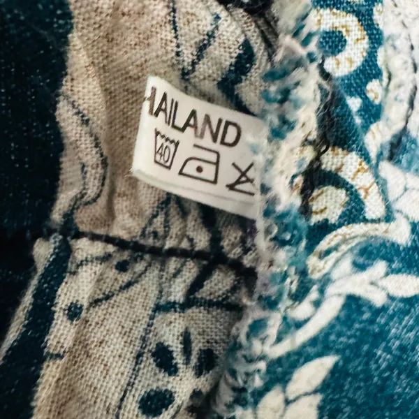 Boho Elephant Print Sundress Dress Size‎ S Teal Cream Smocked Back Mini Thailand - Image 8