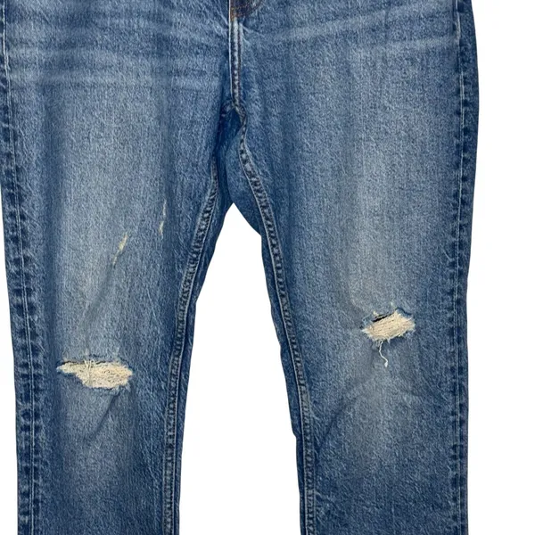 Zara Women's Jeans Distressed Boyfriend Tapered Wash Denim Blue Mid‎ Rise Size 8 - Image 3