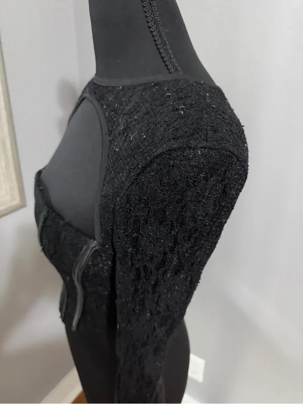 Edikted Y2K Vampire Goth Romantic lace corset bustier boning, cutout neck XS - Image 3