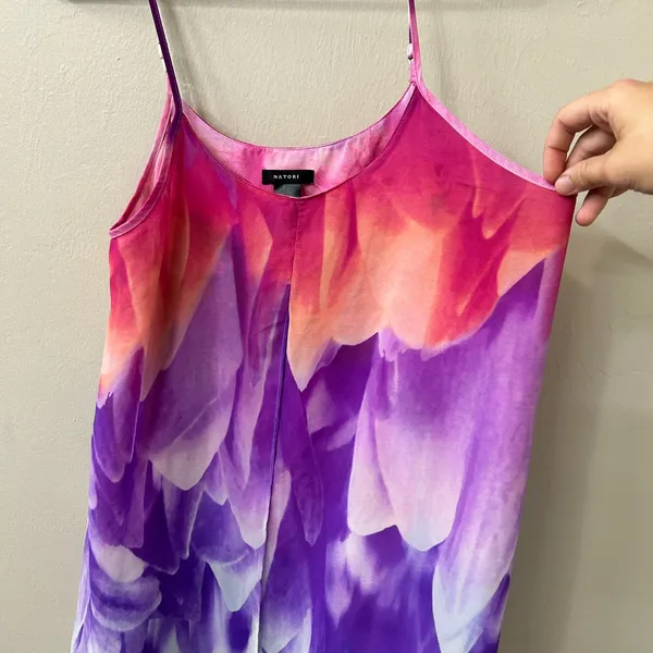 Natori Floral Watercolor Layered Sleeveless Slip Dress Women's Size Medium - Image 4