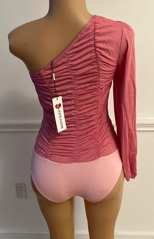 Kate Kasin Hot Pink Ripple Rib One Shoulder - Image 3