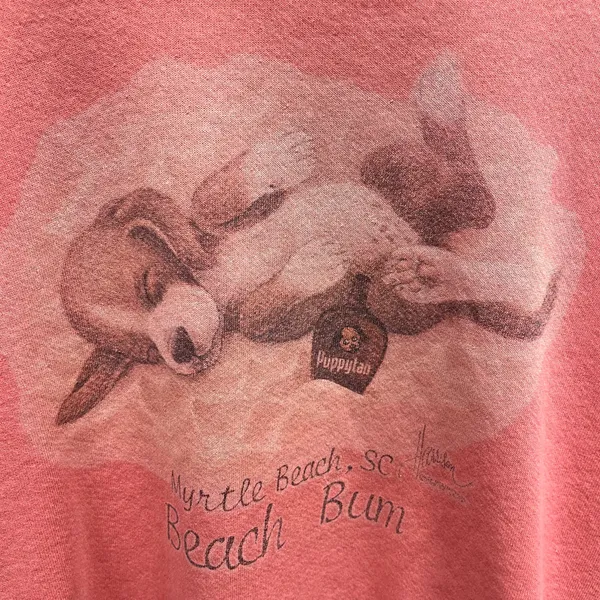 Vintage 90s Pink Dog Myrtle Beach Bum Crewneck Sweatshirt USA Made XL Unisex - Image 2