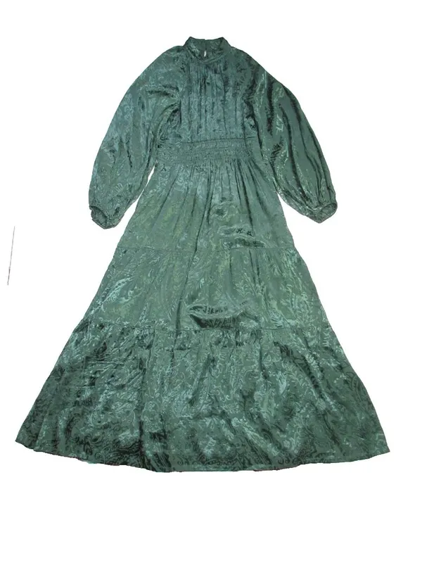 NWT by Anthropologie The Somerset Maxi in Green Mock-Neck Edition Dress M - Image 4