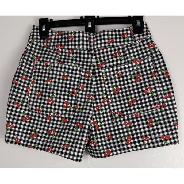 Bagatelle Collection Cherry Gingham Shorts Black White Red Check Size 4 NWT‎ - Image 2