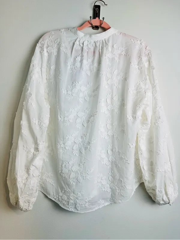 NWT & Other Stories White Floral Embroidered Cotton Blouse Size 10 - Image 9