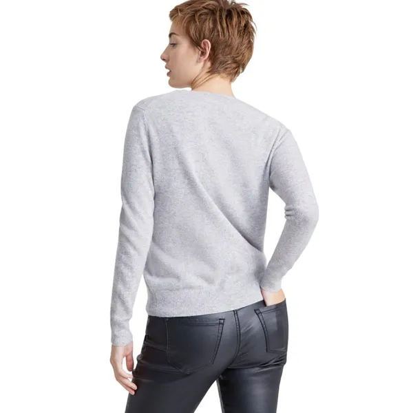 NWT Charter Club Women's Cashmere L'Amour Embroidered Crewneck Sweater Gray M - Image 3