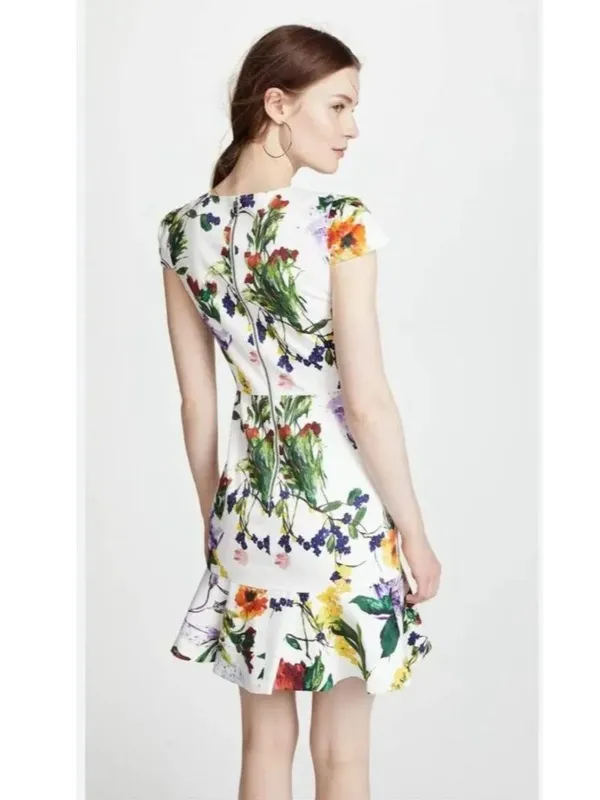 Alice + Olivia White Floral Kirby Mini Dress Size 6 - Image 5