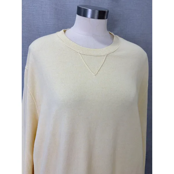 Banana Republic‎ Yellow Cotton Cashmere Sweater XL Lightweight Knit Crewneck - Image 2
