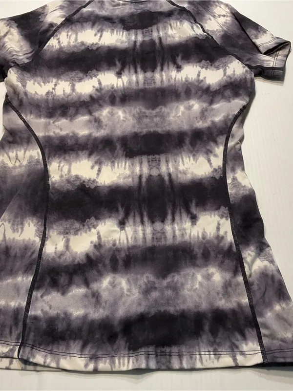 Nike Pro Combat Dri Fit Shirt Women Sz S Black White Tie Dye V Neck Fitted - Image 7