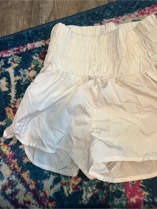 Free people movement Women's High-Waist Cream Smocked Shorts - Image 8
