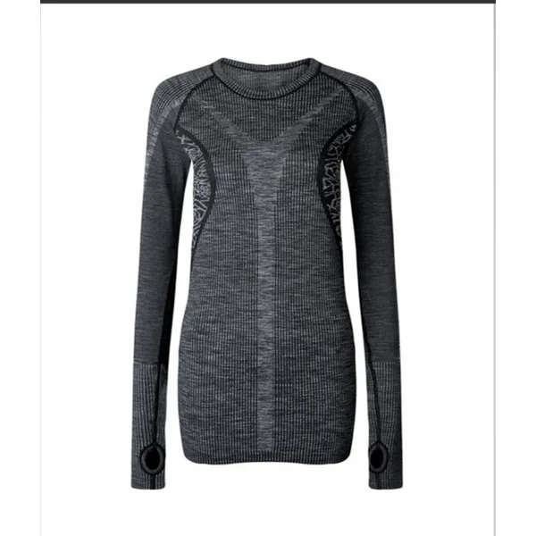 Lululemon Rest Less Pullover Gray Heathered‎ Black Seamless Long Sleeve M/L - Image 14